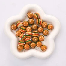 6/10 件汉堡吊坠迷你食物吊坠耳环手链配件可爱食物吊饰工艺品制作吊坠人造食物吊坠珠宝制作用品耳环吊饰钥匙 - 黃色 - 查看 7