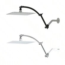 1 件全金属 16 英寸超长淋浴喷头延长臂，实心黄铜灵活高度和角度可调淋浴臂延长器，带锁紧螺母，高度和范围可调，G1/2 通用连接器，浴室配件家居浴室装饰