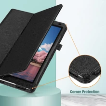 Apple Case Compatible With Samsung Galaxy Tablets / IPad / Redmi Pad Se , Folding Stand Shockproof Smart Cover With Pencil Holder [Auto Sleep/Wake] Kickstand PU Leather Full Body Protective Cover (Black)