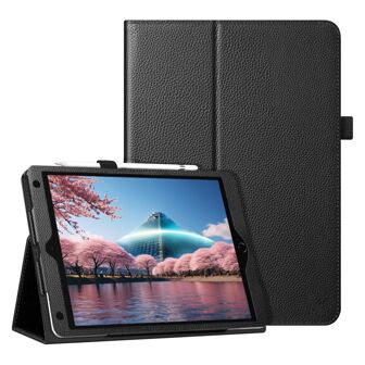 Apple Case Compatible With Samsung Galaxy Tablets / IPad / Redmi Pad Se , Folding Stand Shockproof Smart Cover With Pencil Holder [Auto Sleep/Wake] Kickstand PU Leather Full Body Protective Cover (Black)