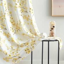 4Pcs Floral Curtains For Living Room Farmhouse Country Multi Color Flower Print White Decorative Grommet Drapes For Bedroom, 52x84 Inch - Màu vàng - Xem 6