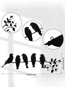 一件叶子和花朵造型的金属鸟壁饰，黑色铁艺工艺品，适合室内外摆放，枝繁叶茂，可用于家居和花园装饰，是女性喜爱的艺术品，也适合房间装饰。 - 彩色 - 查看 4