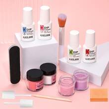 Bộ dụng cụ làm móng bột nhúng GELHR Christmas màu hồng đỏ tím trắng sữa nhũ bạc, Bộ 4 màu bột nhúng, Lớp phủ nền móng nghệ thuật kiểu Pháp, Chất kích hoạt dạng lỏng thiết yếu cho tiệm làm móng tự làm, 14 món - Nhiều màu - Xem 6