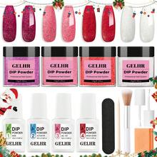 Bộ dụng cụ làm móng bột nhúng GELHR Christmas màu hồng đỏ tím trắng sữa nhũ bạc, Bộ 4 màu bột nhúng, Lớp phủ nền móng nghệ thuật kiểu Pháp, Chất kích hoạt dạng lỏng thiết yếu cho tiệm làm móng tự làm, 14 món - Nhiều màu - Xem 2