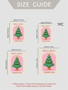 1pc Retro Christmas Tree Print, Pink Wall Art, Waterproof Canvas, Artwork For Home Decor, Suitable For Bedroom, Office, Living Room, Cafe, Bar, Indoor/Outdoor Use, Spring/Summer Season, Ink On Canvas, Unframed Christmas Decoration XMAS Decor Christmas Tree Gift Decor Thanksgiving Wedding Home Decor Home Decor Fall Decor Autumn Decor Birthday Decorations For Gifts Party Supplies Indoor Holiday Festival Decor Halloween Decor Wall Decor Halloween Ornaments