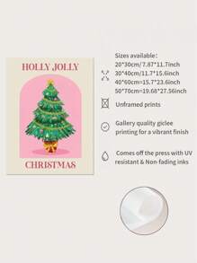 1pc Retro Christmas Tree Print, Pink Wall Art, Waterproof Canvas, Artwork For Home Decor, Suitable For Bedroom, Office, Living Room, Cafe, Bar, Indoor/Outdoor Use, Spring/Summer Season, Ink On Canvas, Unframed Christmas Decoration XMAS Decor Christmas Tree Gift Decor Thanksgiving Wedding Home Decor Home Decor Fall Decor Autumn Decor Birthday Decorations For Gifts Party Supplies Indoor Holiday Festival Decor Halloween Decor Wall Decor Halloween Ornaments