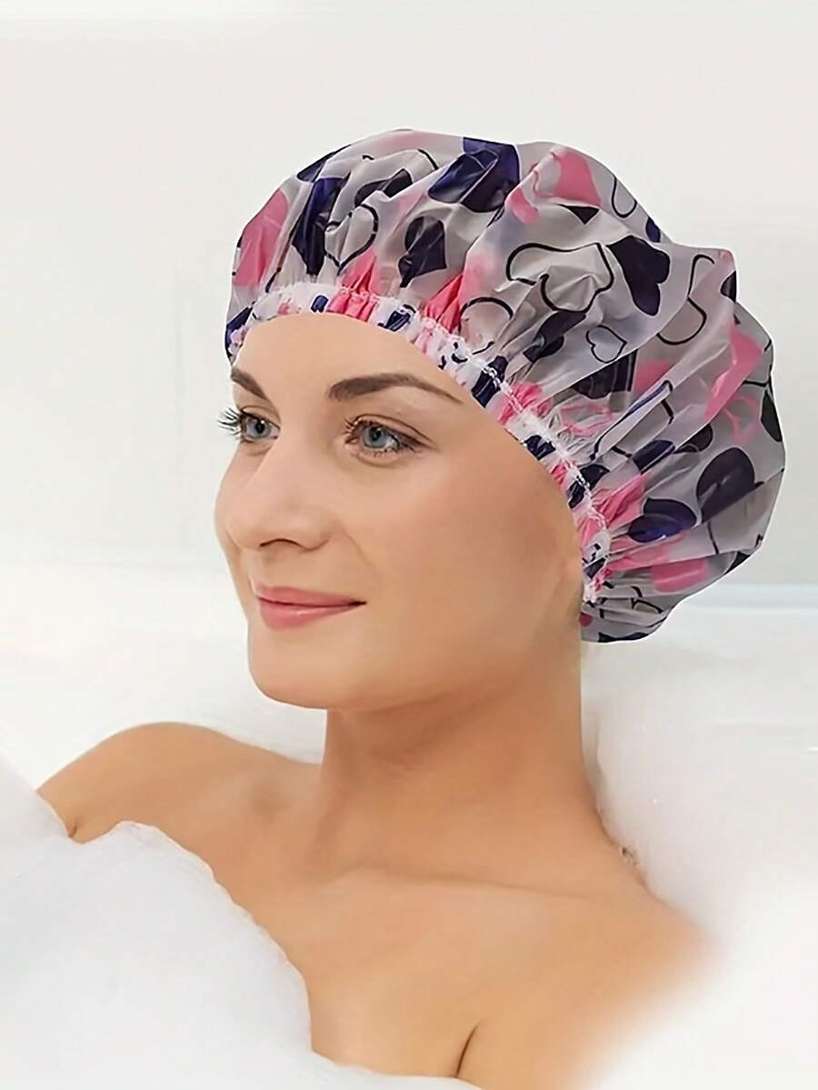 10pcs Women's PVC Shower Cap, 100 Waterproof, Elegant Lace Trim