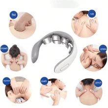 Smart Neck Massager Low Frequency Pulse Cervical Electric Massagers Relaxation Physiotherapy Hot Compress Vibration Massage - White - View 2