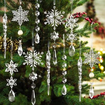 10 Stücke Dekorationen Eiszapfen transparente Schneeflocke Eiszapfen Acryl Eiszapfen Set Anhänger Feiertag Heim Dekoration Beste Geschenke Geburtstag Weihnachtsdekorationen Zimmer Dekoration Weihnachten Winter Weihnachtsdekorationen Zuhause Weihnachtsgeschenke Weihnachtsdekoration