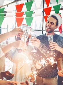 Cờ tam giác màu đỏ, xanh lá cây, trắng, dùng cho Giáng sinh, năm mới, tiệc sinh nhật, phòng, cửa ra vào, vườn, treo trên bàn ăn trang trí - Nhiều màu - Xem 5