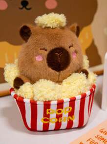 1 szt. pluszowa lalka z popcornem, frytkami i kapibarą, prezent świąteczny dla przyjaciół, prezent z kapibarą na zakończenie studiów doktoranckich, lalka z kapibarą w formie ciasta i deseru, dekoracja z dyni i nietoperza na Halloween