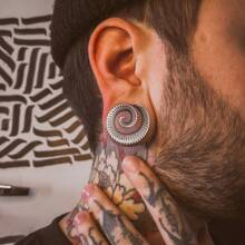 2PCS New Arrival Round Spiral Saddle Plugs For Stretched Lobe Ear Tunnels Gauges Piercing Body Jewelry - Multicolor - View 7