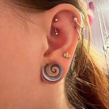 2PCS New Arrival Round Spiral Saddle Plugs For Stretched Lobe Ear Tunnels Gauges Piercing Body Jewelry - Multicolor - View 3