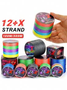 SOUGAYILANG 12 股编织鱼线灰色 100 米/300 米耐磨编织线海钓咸水 PE 线渔具适用于咸水和淡水户外钓鱼配件 - 灰色 - 查看 3