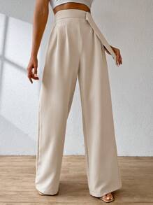 Women Pants - 米色 - 查看 4