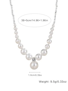 1 件 S925 纯银简约创意碎银设计珍珠项链，高品质珠宝，防过敏，礼盒套装，适合女朋友生日或周年纪念 - 銀色 - 查看 5