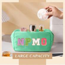 Personalized Monogram Travel Makeup Bag, Nylon Patch Toiletry Pouch, DIY Gift Handbag - Multicolor - View 6