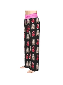 [DIY] Customized Women Long Funny Pajama Pants, Portrait Photo Customized, Gift & Novelty Item, Caricature & Face Swap, Lightweight Breathable Quick-Dry Smooth Comfortable Fabric, Gift For Friends/Partner, Party/Birthday