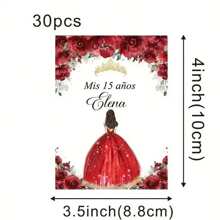 Personalized 15 Years Bottle Stickers - Matte Crown Design For Birthday Celebrations-30pcs Her, Friends - Multicolor - View 9