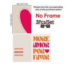 Ensemble de 3 pièces Art mural More Amor Por Favor Sunshine - Maximalist Poster - Citation d'amour - Eclectique coloré moderne rose-orange - Art mural imprimable