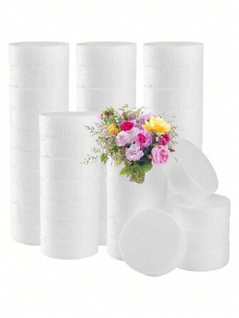 1/3 Pc White Solid Foam Cylinder, Suitable For Fresh Flowers And Artificial Flowers Arrangement, Wedding Decoration, DIY Flower Arrangement, Party Decoration, Garden Decoration, Mall Decoration, Mother's Day Gift, Decorative Roses, Autumn & Halloween Decoration