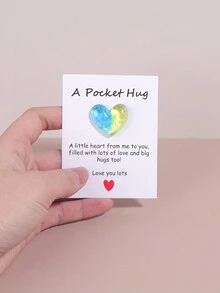 1pc Creative Valentine's Day Element Greeting Card, Heart-Shaped Hug Poetry Card With Two Color Combinations - Heart-Shaped Decoration Hairpins, Refrigerator Magnets, Mobile Phone Pendants Decoration, Etc., A Unique Home Decoration Desktop Must-Have - Multicolor - View 17