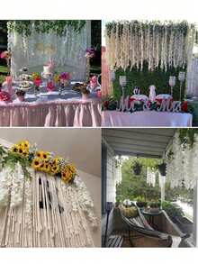 1 件白色人造紫藤花，塑料藤条装饰花，覆盖天花板装饰，适用于家庭聚会、婚礼派对、节日室内外装饰、拱门装饰、墙壁装饰、楼梯装饰、新年装饰、情人节装饰 - 白色 - 查看 8