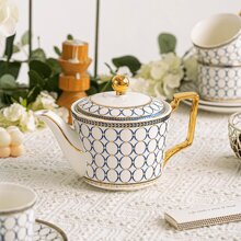 15 Pieces Elegant Ceramic Tea Service Set For 4,Tea Cup Set With Teapot, Sugar Bowl, Creamer Pitcher And Gifts Box, For Home Afternoon Tea Leisure.