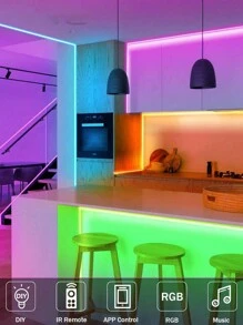 Luci a LED RGB 5050 intelligenti per camera da letto, barra luminosa che cambia colore in sincronia con la musica, con telecomando e controllo tramite app, dimmerabile, per decorazione di casa, festa e Natale