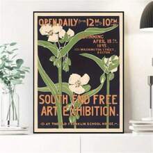1 pièce Affiche sur canevas à motif floral de style Art Nouveau - Décoration murale rétro pour la maison et la pièce - Affiche d'art parfaite pour la décoration d'intérieur, la salle de bain, la chambre à coucher, le bureau, le salon (sans cadre)