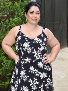 Women's Plus Size Jumpsuit Short Skirt With Printed Lining Summer - 顏色14 - 查看 1