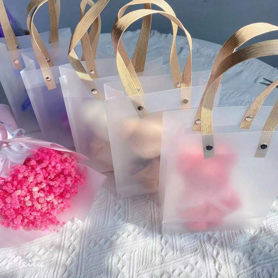 Bộ 6 túi quà tặng trong suốt sang trọng có hình chú gấu nhỏ, thích hợp làm quà tặng phù dâu, quà tặng tiệc cưới, quà tặng Giáng sinh - nhiều màu - Xem 1