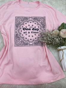 Women's Fashion T-Shirts One Day 03 - 淺粉色 - 查看 1