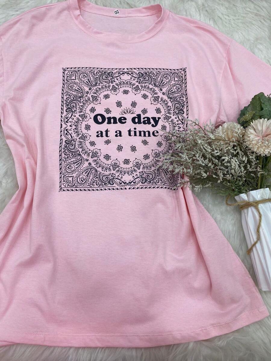Women's Fashion T-Shirts One Day 03 - 淺粉色 - 查看 1