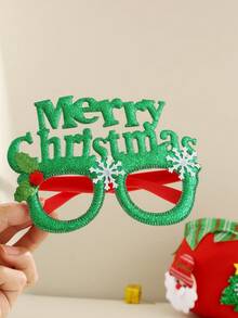 1 副可爱圣诞装饰眼镜，带有圣诞老人、圣诞树、“圣诞快乐”和圣诞帽镜框，适合节日佩戴（镜框内颜色随机） - 彩色 - 查看 9
