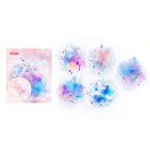 Set de 10 piezas de pegatinas de PET 3D con láser de color plateado, paquete de pegatinas de material estampado en oro con color acuarela difuminado para cuadernos