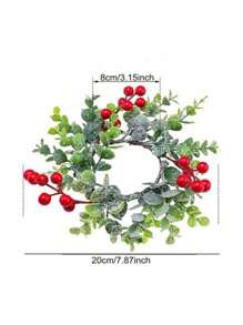 1 件带烛台的植绒人造圣诞花环 - 聚丙烯纤维季节性桌面装饰，非电动圣诞蜡烛花环中心装饰，适合节日家居装饰 - 彩色 - 查看 8