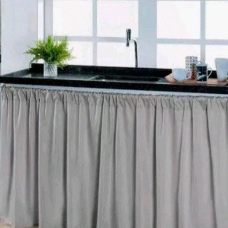 Oxford Kitchen Sink Curtain Plain 1.50 Meters X 0.80cm Without Eyelets - Màu Xám nhạt - Xem 1