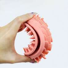 Bàn chải tắm silicon xoáy 2 trong 1, đầu bàn chải hai mặt, bàn chải gội đầu lông mềm, bàn chải tắm silicon - Màu vàng - Xem 5