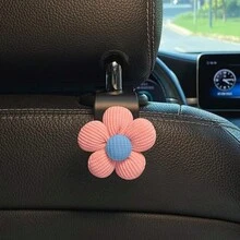 2 件汽车座椅靠背储物挂钩 - 可爱卡通花朵设计，ABS 树脂结构，耐用且易于安装，适用于汽车内部整理 - 均碼 - 查看 5