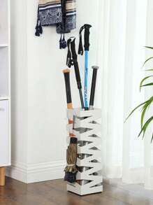 SONGMICS Porta Ombrelli in Metallo, Contenitore per Ombrelli Quadrato con 4 Gancetti e Scolapioggia Rimovibile, 15,5 x 15,5 x 49 cm, Bianco