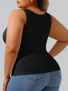 1 件罗纹羊毛吊带背心 2 合 1 带内置罩杯垫，瑜伽汗衫，黑色 - 无需胸罩，适合秋冬季 - 黑色 - 查看 2