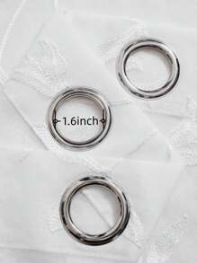 1 件白色窗帘，带孔眼设计，半透明薄纱花卉刺绣窗帘，适用于卧室、客厅、阳台、小屋、农舍 - 白色 - 查看 7