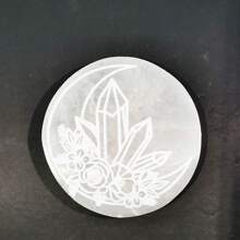 1PC 10CM Natural Crystal Selenite Slice Slab Sun Moon White Gypsum Charging Plate Cleansing Tree Of Life Energy Stone Meditation Divination Fengshui