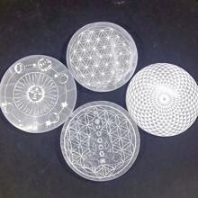 1PC 10CM Natural Crystal Selenite Slice Slab Sun Moon White Gypsum Charging Plate Cleansing Tree Of Life Energy Stone Meditation Divination Fengshui