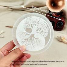 1PC 10CM Natural Crystal Selenite Slice Slab Sun Moon White Gypsum Charging Plate Cleansing Tree Of Life Energy Stone Meditation Divination Fengshui
