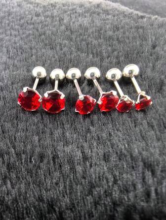 6pcs/Set Stainless Steel & Ear Bone Stud Earrings For Women