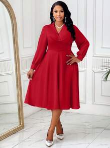 BIUBIU Autumn And Winter Plus Size Women's Twisted Waist A-Line Dress, Commuting Leisure Party Party Autumn Clothing