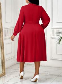 BIUBIU Autumn And Winter Plus Size Women's Twisted Waist A-Line Dress, Commuting Leisure Party Party Autumn Clothing