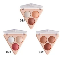 Misiou Beauty 光滑光泽持久亮泽 + 高光轮廓彩妆盘，3 种颜色 50g，珍珠闪光，极简设计，3D 雕刻，多用途面部、身体和眼影，适合日常和专业化妆 - 01 - 查看 4